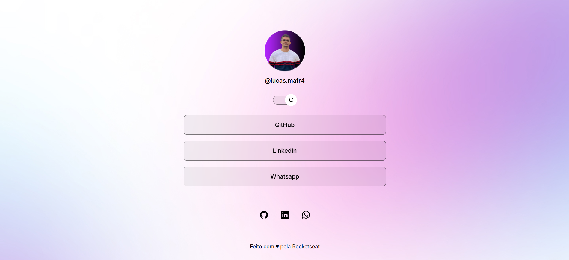 Aplicação que exibe os contatos, parecido com linktree